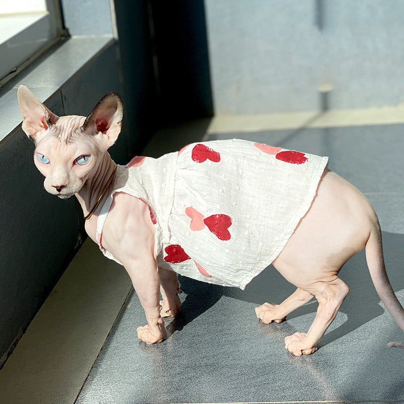 Fashionable Personality Red Peach Heart Skirt Cat Vest