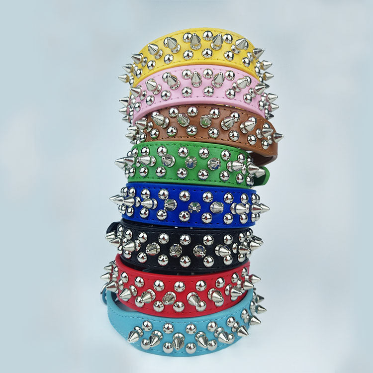 Leather Pet Collar Round Studded Dog
