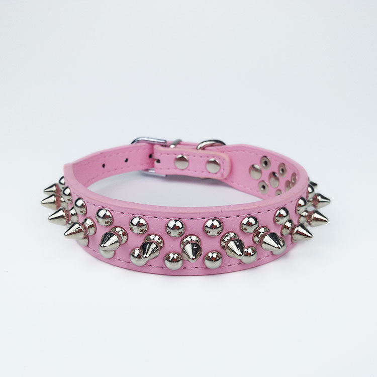 Leather Pet Collar Round Studded Dog