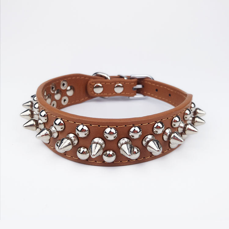 Leather Pet Collar Round Studded Dog