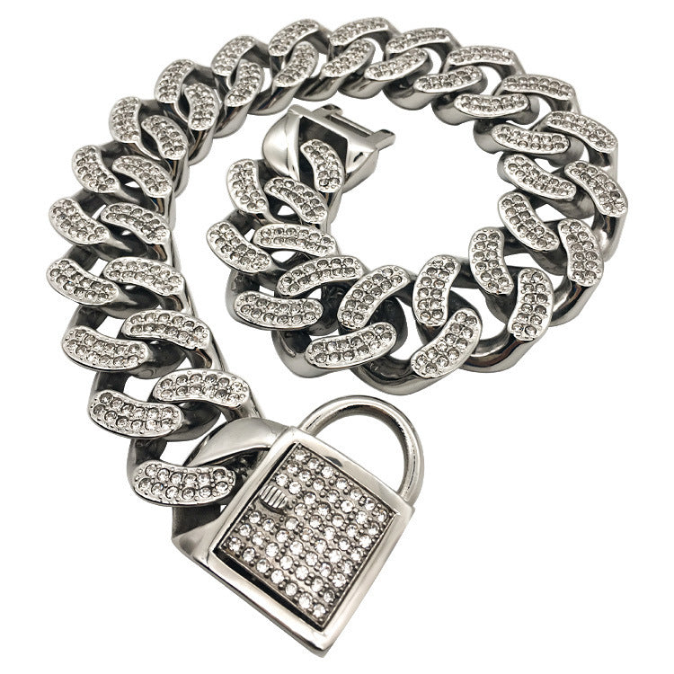 Dog Boogie Ring Pet Chain With Diamond Buckle Head Buckle Dog Chain