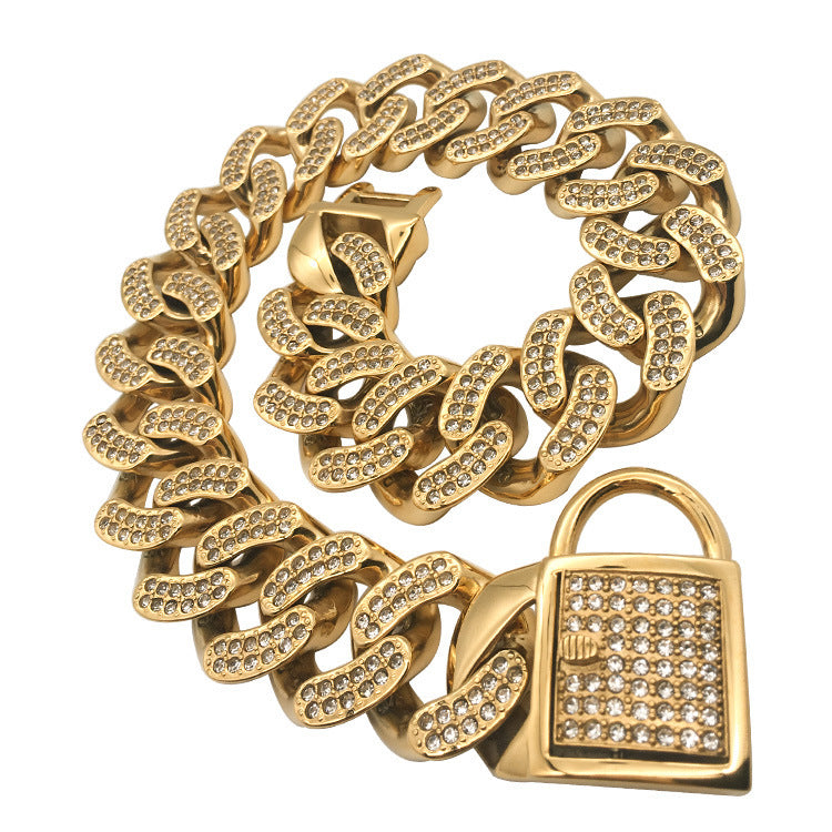 Dog Boogie Ring Pet Chain With Diamond Buckle Head Buckle Dog Chain