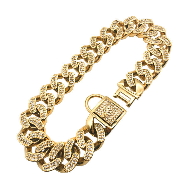 Dog Boogie Ring Pet Chain With Diamond Buckle Head Buckle Dog Chain