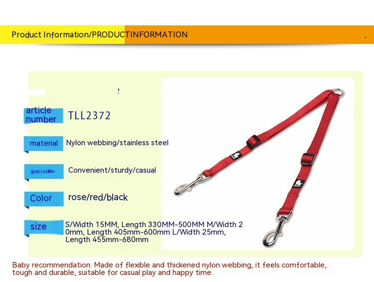 Pet Dog Double Head Two Traction Rope
