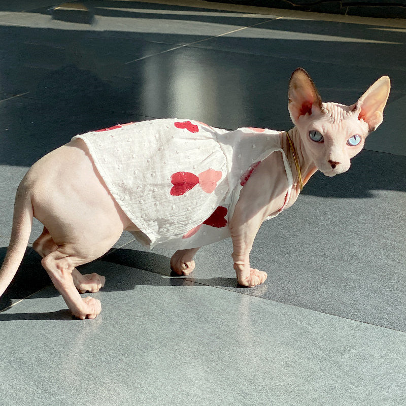 Fashionable Personality Red Peach Heart Skirt Cat Vest