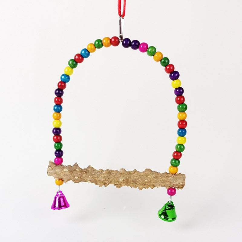 Parrot Solid Wood Stand Rod Swing Grinding Claw Toy