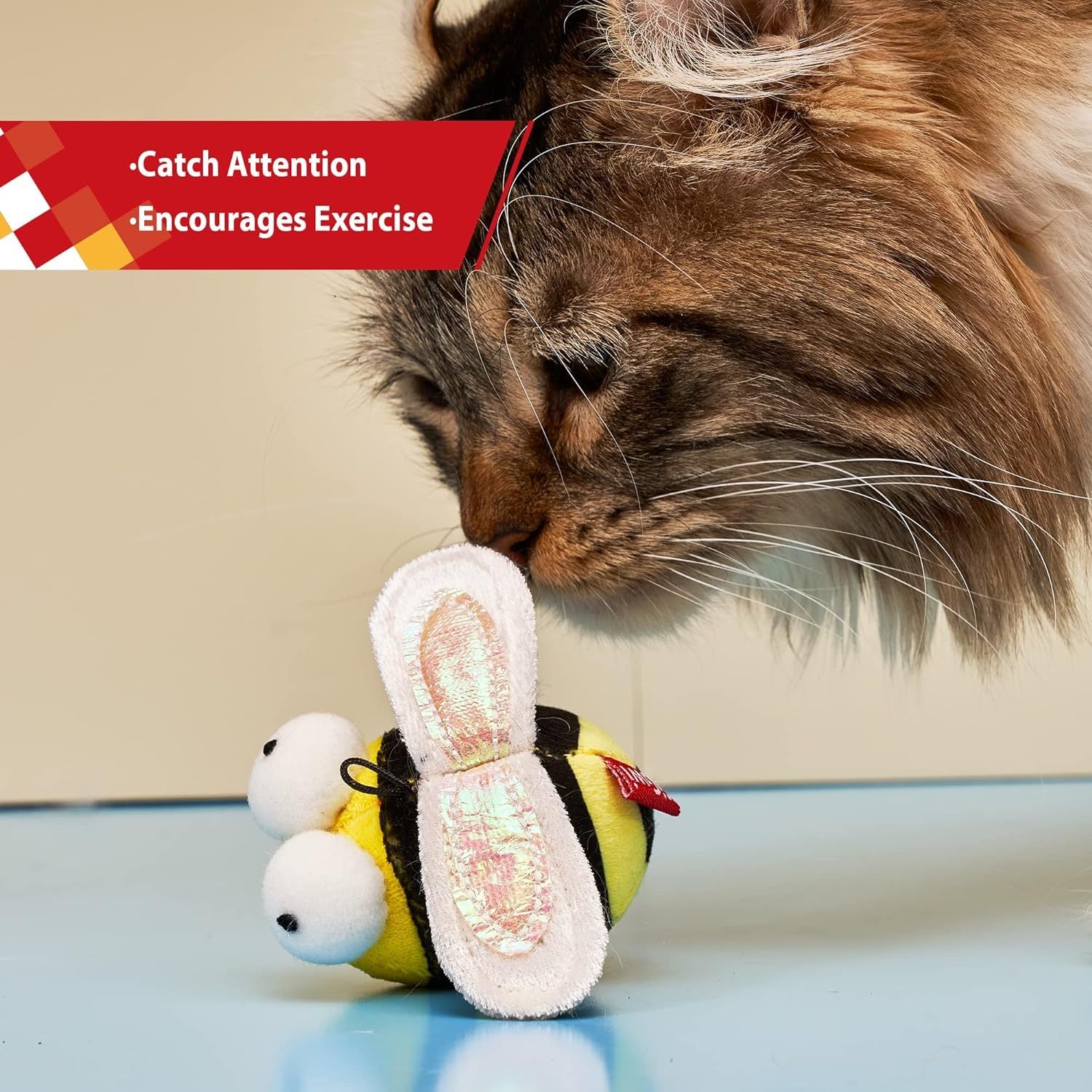 Chirpy Bee Sound Toy For Cats Interactive Squeaking Cat Toys Melody Chaser Play And Squeak Kitten Toy For Boredom