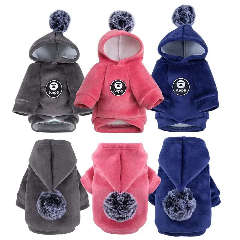 Pet Dog Cat Clothes Fleece Hooded Hairball Coat Jacket Winter Kitty Small Medium Dogs Cats Cool Pajamas Chihuahua