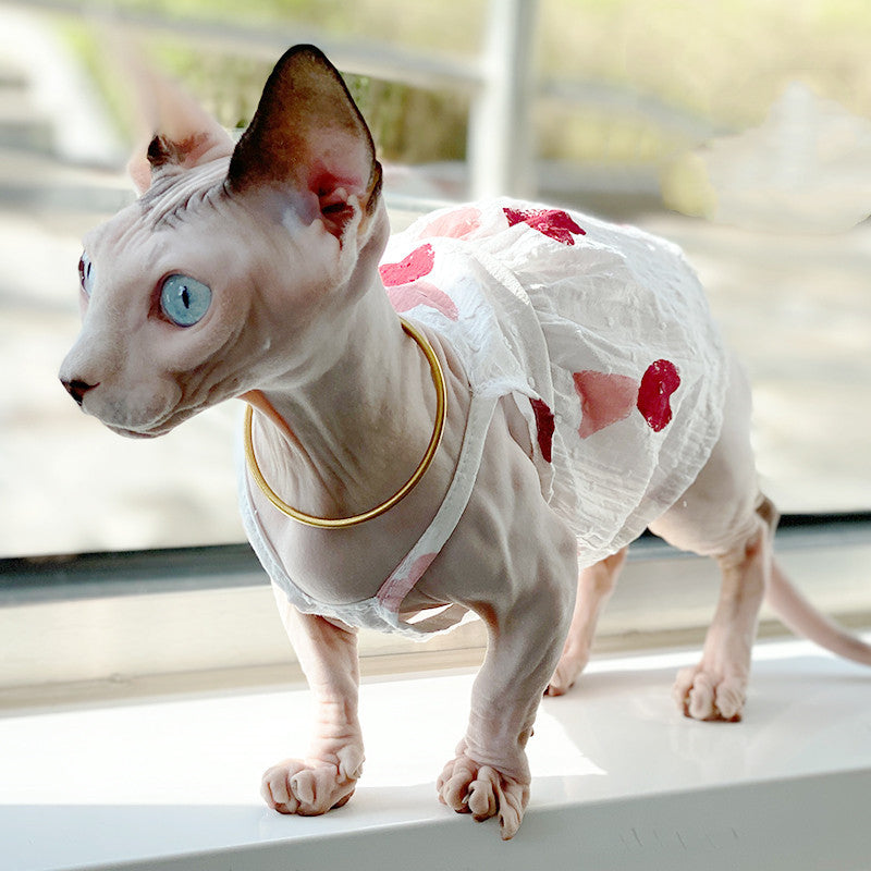 Fashionable Personality Red Peach Heart Skirt Cat Vest