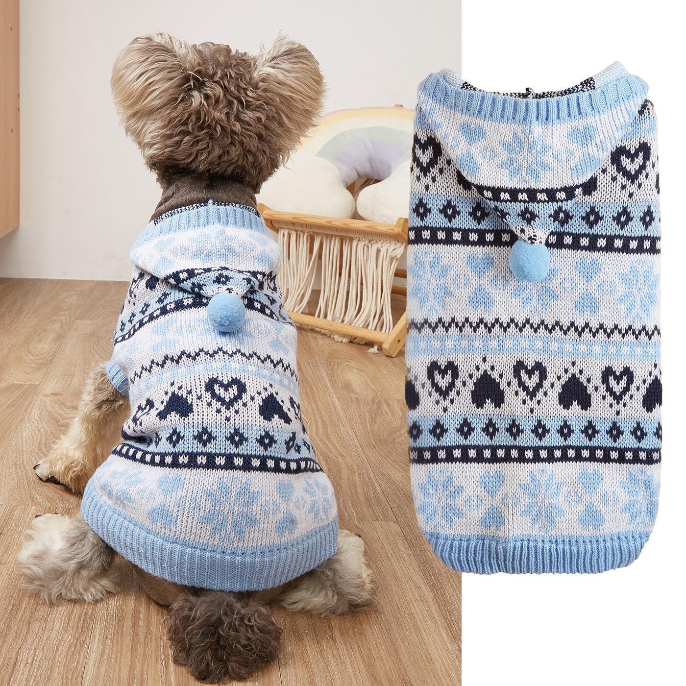 Pet Clothes Snowflake Love Striped Camouflage Knitted Warm Bardo Bichon VIP Dog Sweater