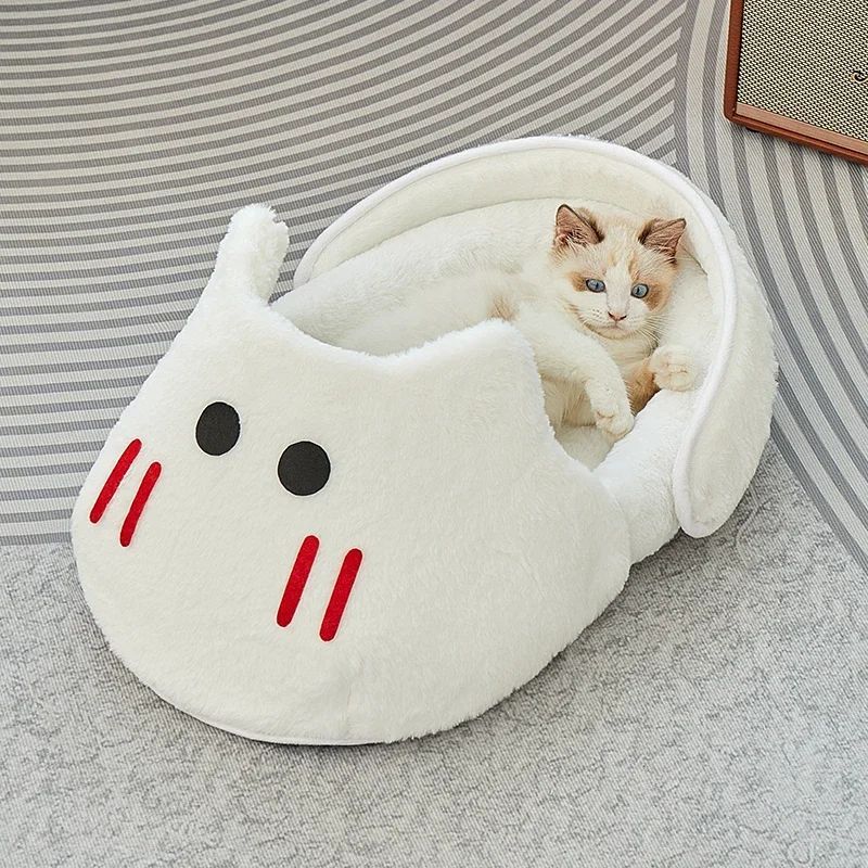 Portable Plush Slipper Cat Bed Pet Mattress Warm Soft Comfortable Basket Sleeping Bag Nest Beds For Cat And Dog Pet Accessories