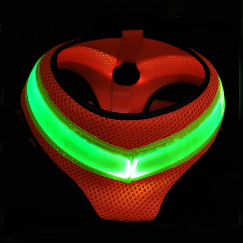 Pet Supplies LED Illuminated Dog Chest Strap Charging Mesh