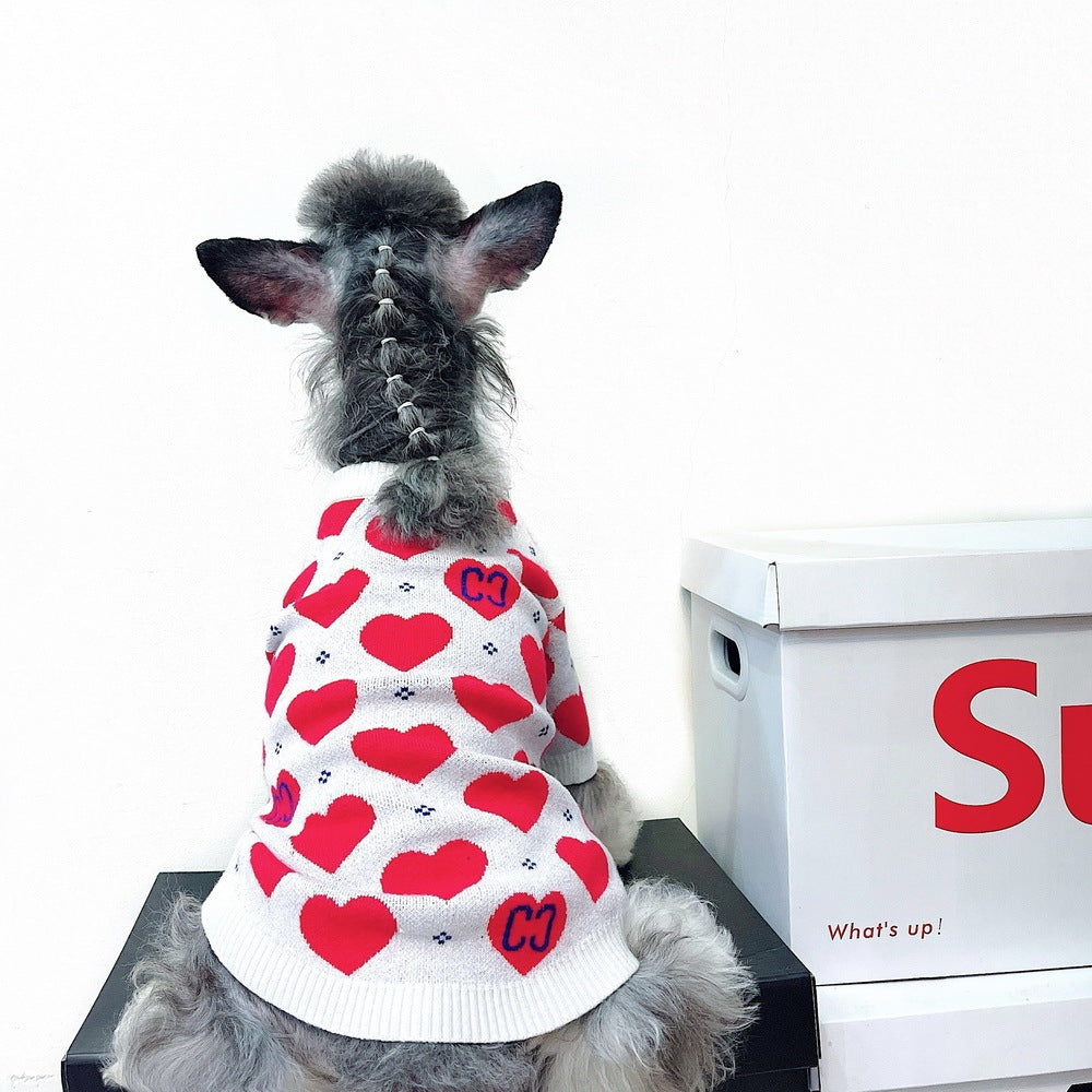 Dog Cat Fighting Schnauzer Teddy Muppet British Short Fall Winter Love Sweater