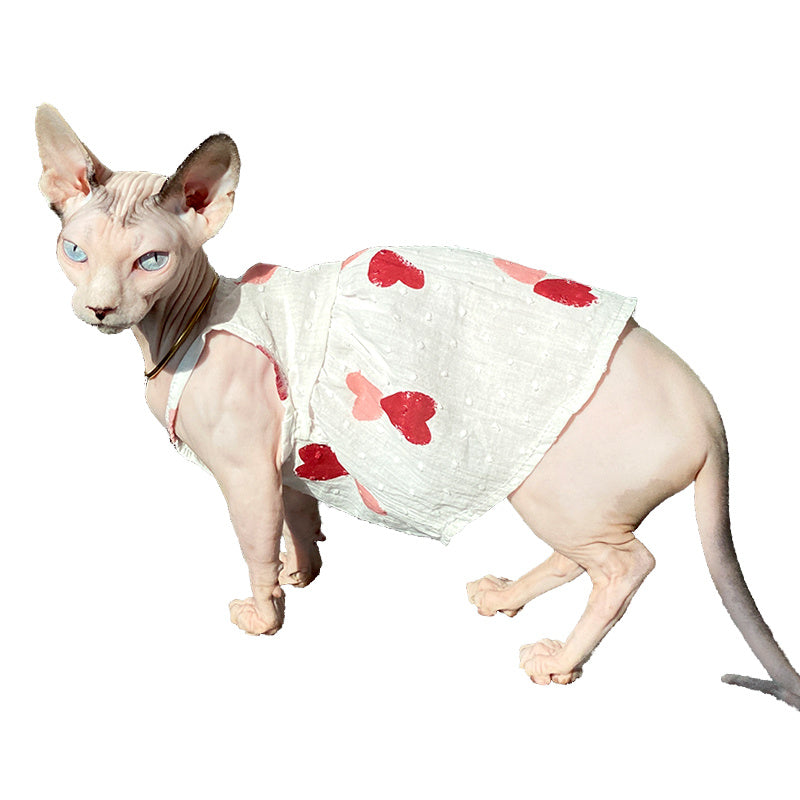 Fashionable Personality Red Peach Heart Skirt Cat Vest