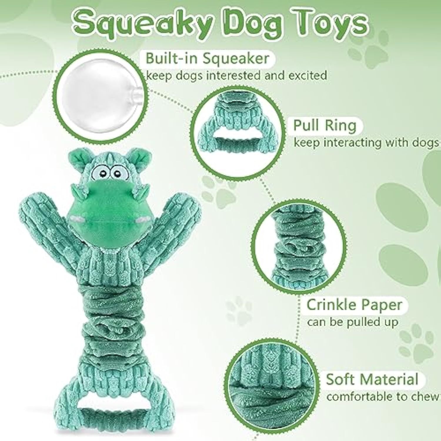Large Squeaky Dog Toys Plush Dog Toys With Soft Fabric For Small Medium And Large Pets  Tug Of War Dog Toys For Indoor Play