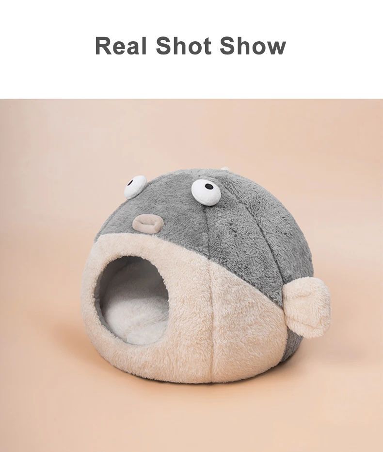 Cute Animal Cat Accessory Furniture Balloonfish-shaped Pet Mats Indoor Dog House Cushions For Bed Cats House Beds For Small Dogsinside