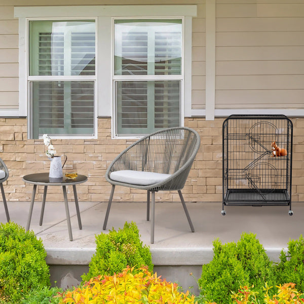 64x43X93cm Assembled Square Tube Iron Wire Black Cat And Dog Cage