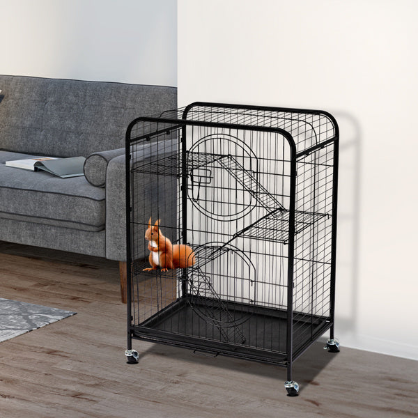 64x43X93cm Assembled Square Tube Iron Wire Black Cat And Dog Cage