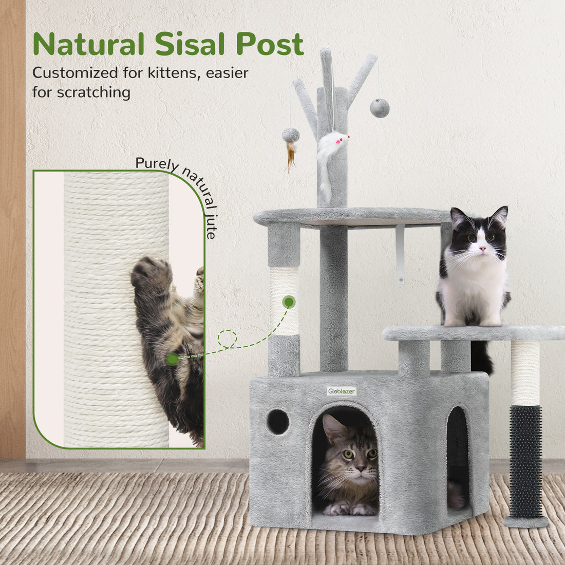 44 Inch Cat Climbing Frame Light Gray
