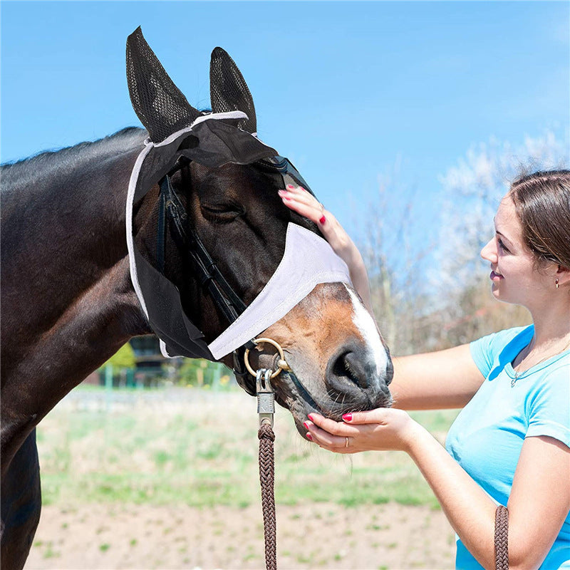 Anti-mosquito And Anti-flying Horse Face Mask With Velcro Style Horse Flying Mask