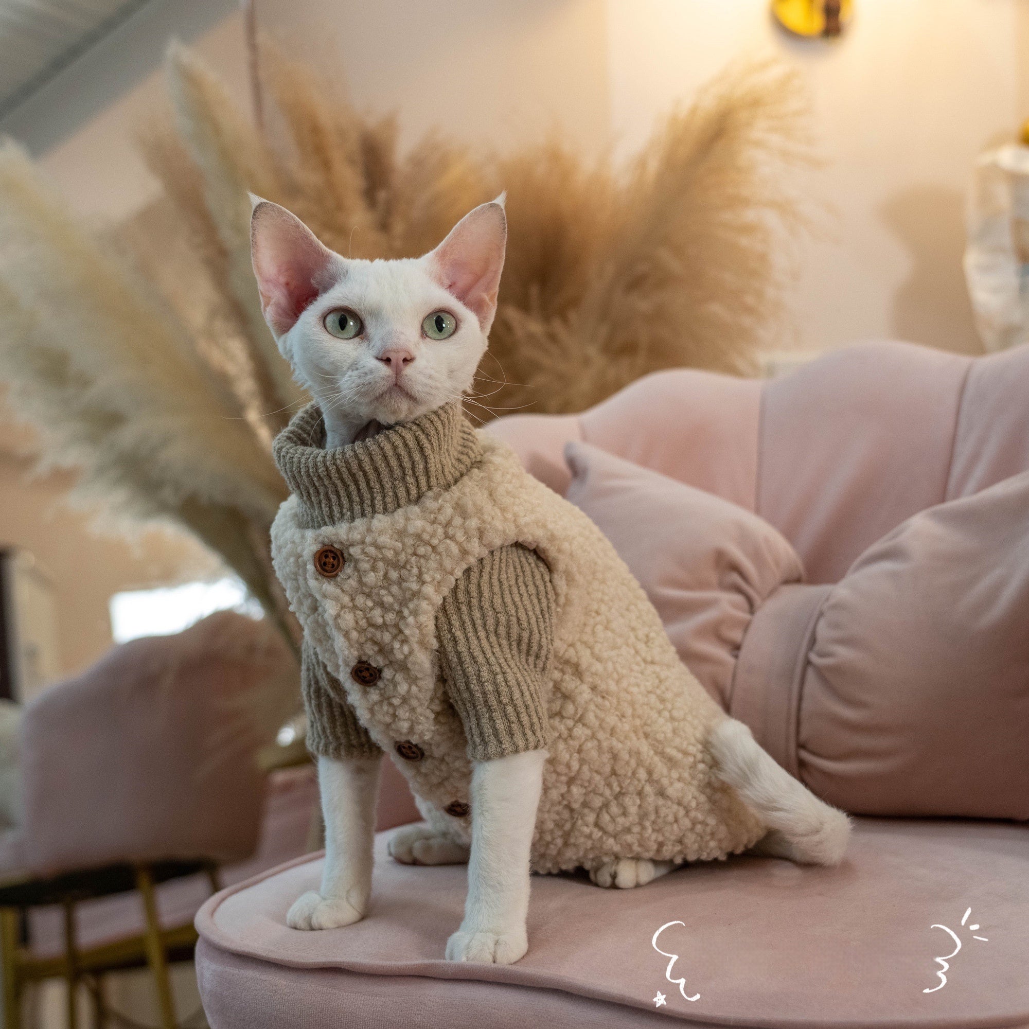 Super Cute Plush Cat Clothes Lambswool Buckle Vest