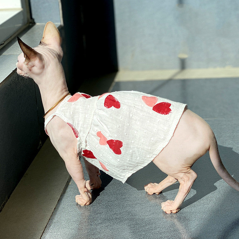 Fashionable Personality Red Peach Heart Skirt Cat Vest