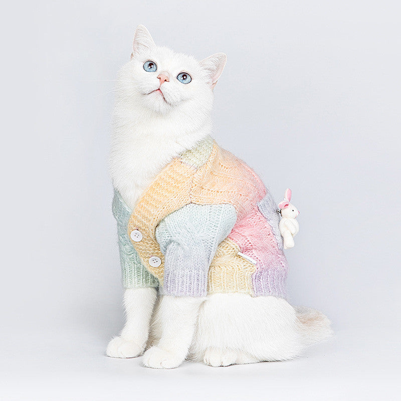 Gradient Colorful Cardigan Tie-Dye Sweater