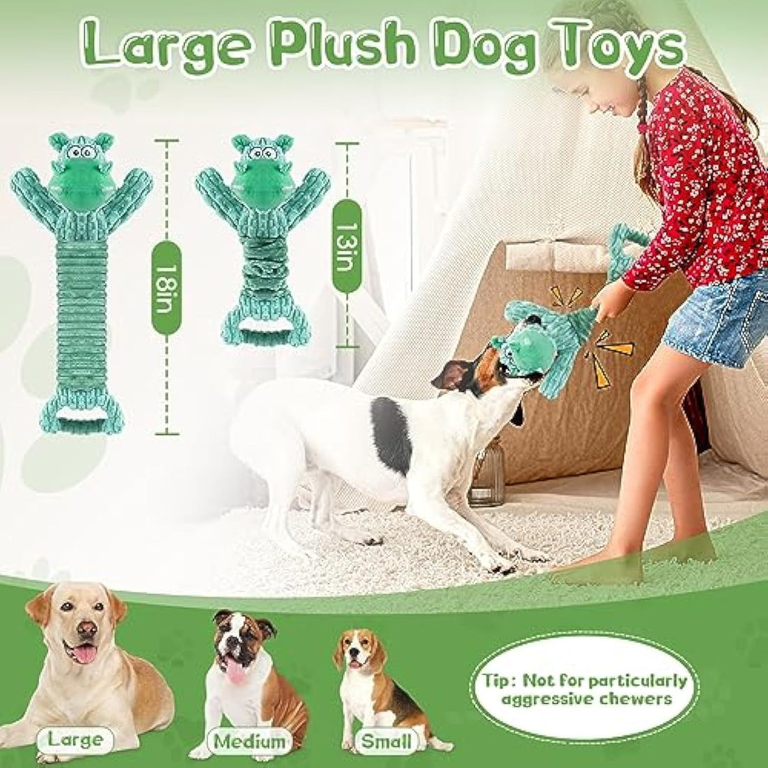 Large Squeaky Dog Toys Plush Dog Toys With Soft Fabric For Small Medium And Large Pets  Tug Of War Dog Toys For Indoor Play