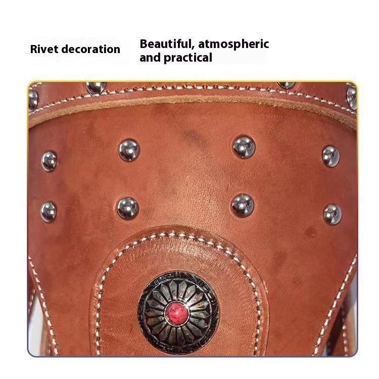 Horse Halter Pure Cowhide Equipment Dragon Cover Metal Buckle Elegant