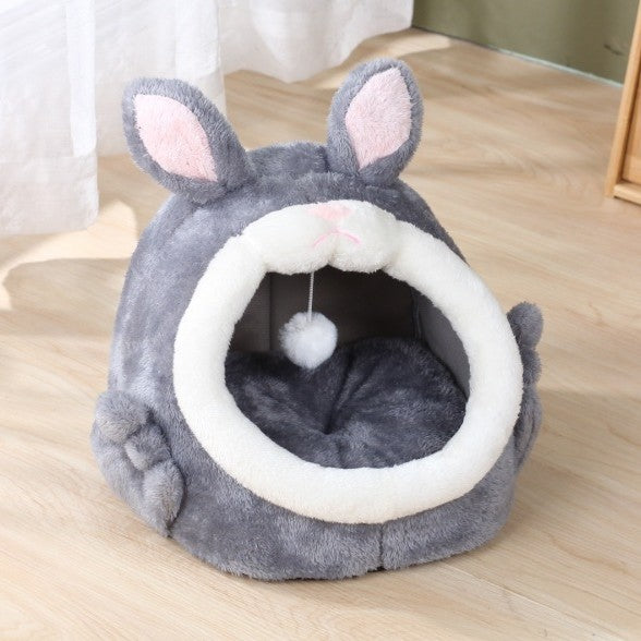 Bejirog Pink Screaming Rabbit Cat Nest Autumn And Winter Semi-closed Cat House